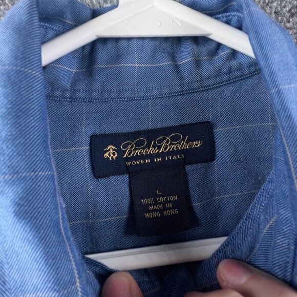 Brooks Brothers Soft Button Up Shirt Long Sleeve Blue Check Large Lightweight - Picture 10 of 11